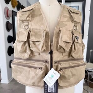 Prada 2GC499 Desert Camo Utility Vest Technical Gabardine Multi-Pocket M NWT